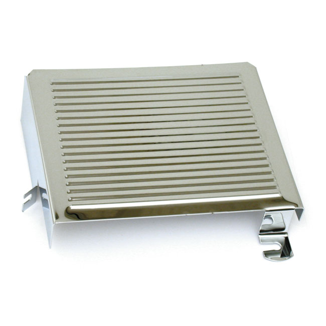 Battery side cover, ribbed. Chrome