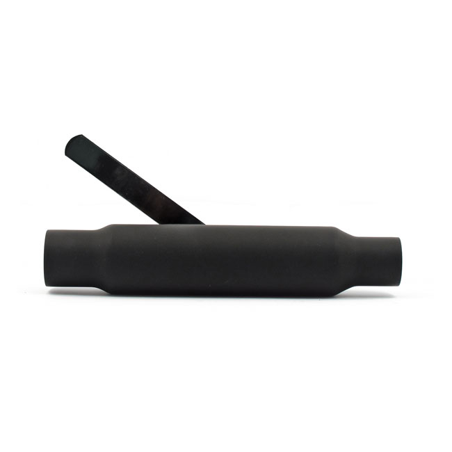 Shorty straight cut universal muffler 12" long. Black
