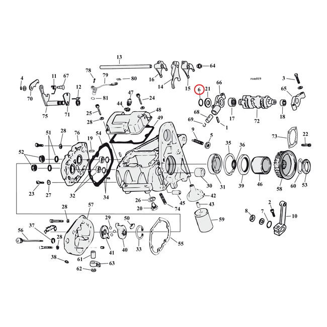 Retaining ring, shifter cam support