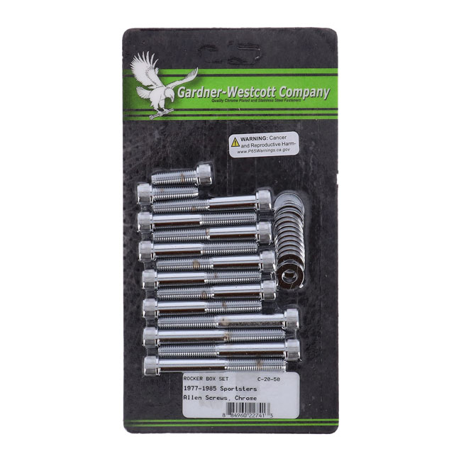 GW, Sportster rocker box bolt kit. Allenhead, chrome