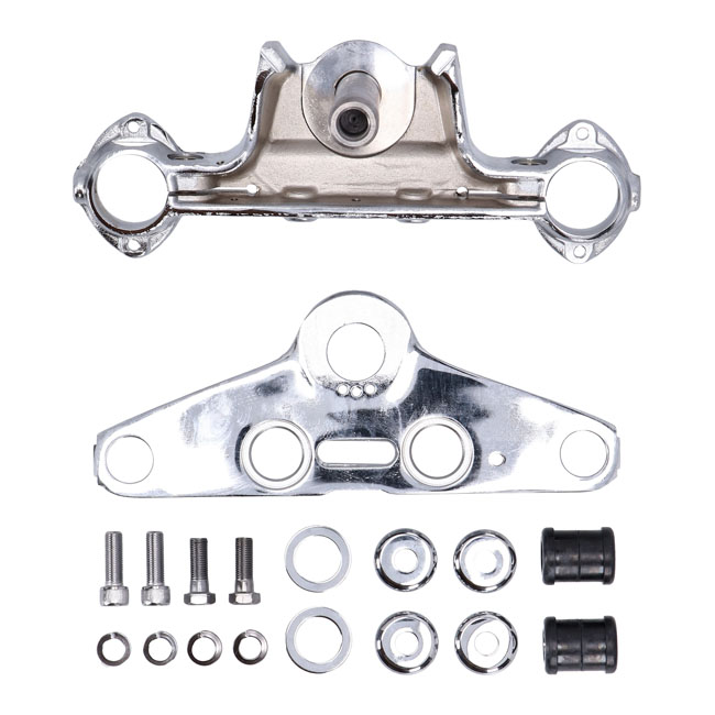 Stock style FL 41mm triple trees. Chrome