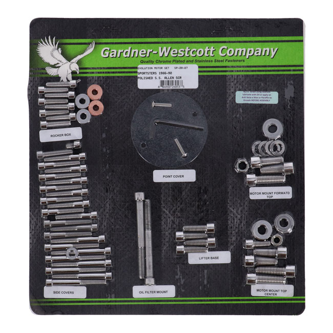 GW MOTOR SCREW SET, POLISHED SS ALLEN