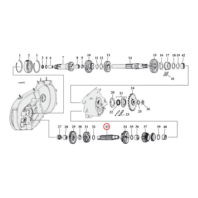 Andrews, transmission countershaft