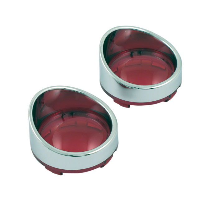 Turn signal lens set with visor. Red lens