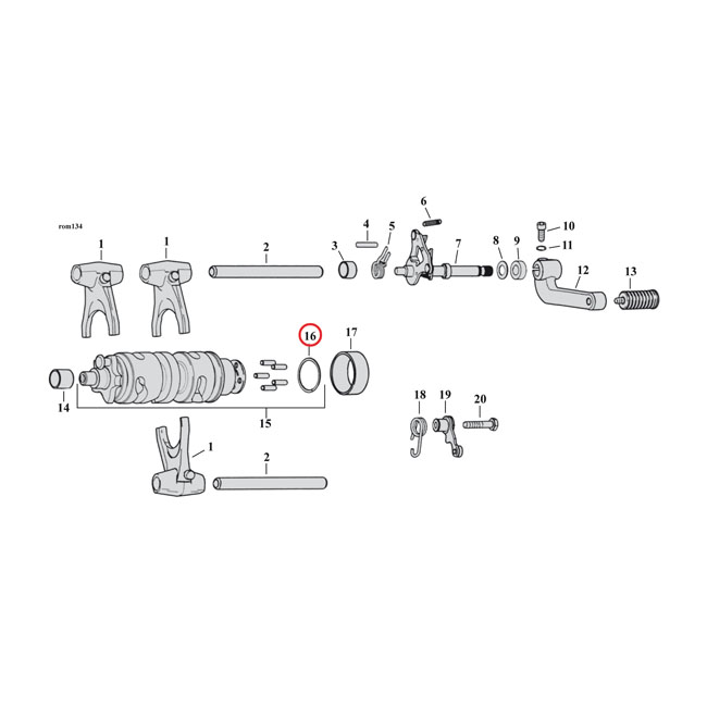 Retaining ring, shifter cam