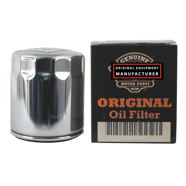 Champion, spin-on oil filter. Chrome