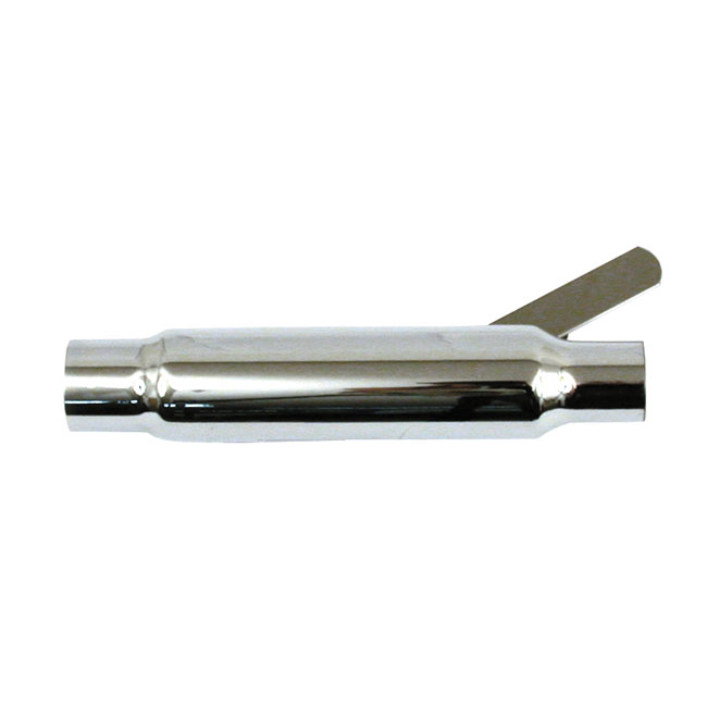 Shorty straight cut universal muffler 12" long. Chrome