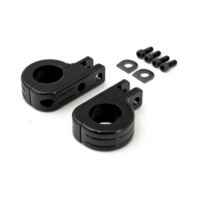 Engine guard foot peg mount kit. 1" (25.4mm) tubing. Black
