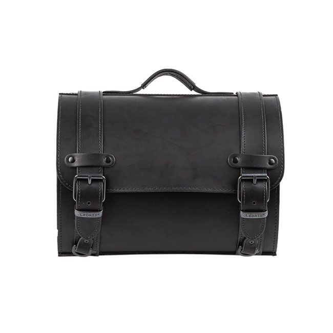 Ledrie, motorcycle suitcase. Black leather, 26 liter
