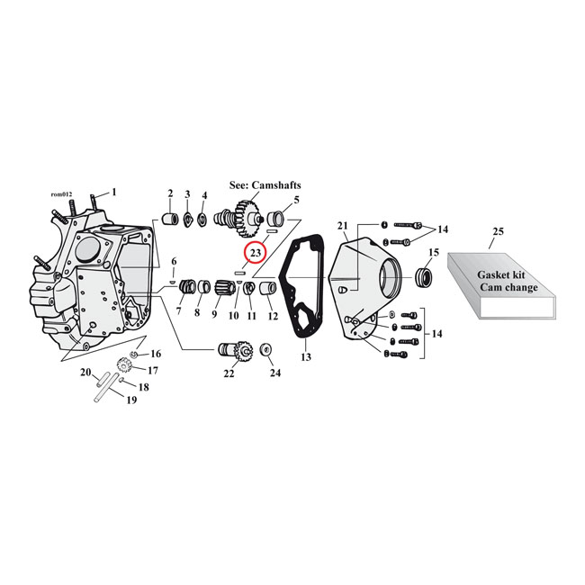 Dowel pin, pinion/cam shaft bushing