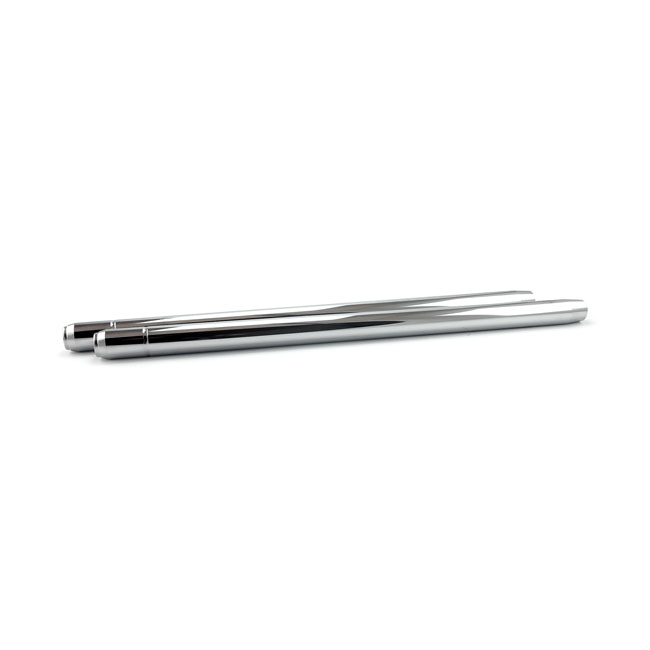 Fork tubes 35mm, 25-1/4". Show chrome +2" oversize: 75-83 XL; 76-83 FX; FXE models.  Standard length: 77-83 XLS; FXS/B; FXR (Showa)
