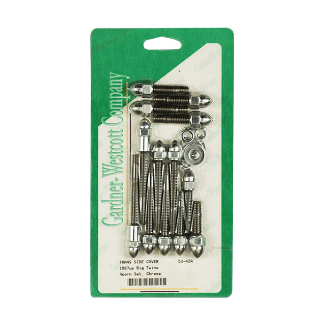 GW, transmission side cover screw kit. Chrome Acorn