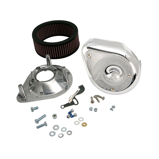 S&S, teardrop air cleaner assembly. Chrome