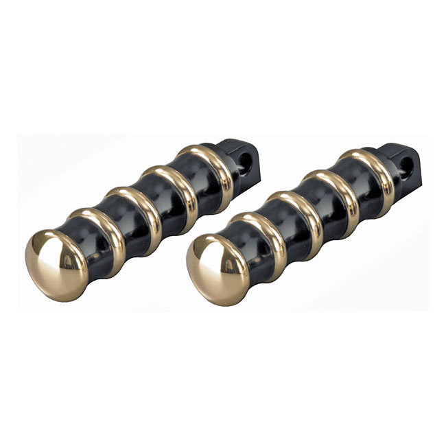 K-Tech, Vintage rider foot pegs. Black & Brass